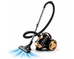 Swiss Haus® BVC2120 Stofzuiger Zonder Zak – Cycloon Stofzuiger met Krachtige Zuigkracht – 2L Stofreservoir – Telescopische Buis – Compact & Lichtgewicht - Zwart/Goud