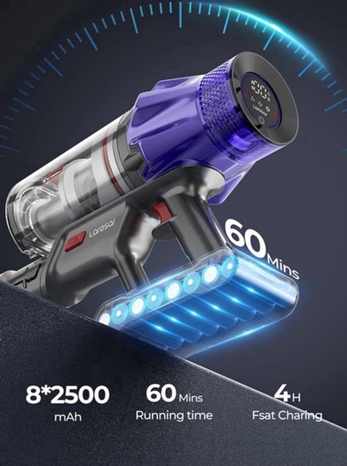 Snoerloze steelstofzuiger - Snoerloze stofzuiger - Stofzuiger - Stokstofzuigers - Stofzuiger - 500W - 50000PA Zuigkracht - met Stofbeker, Uitneembare Batterij — afbeelding 1