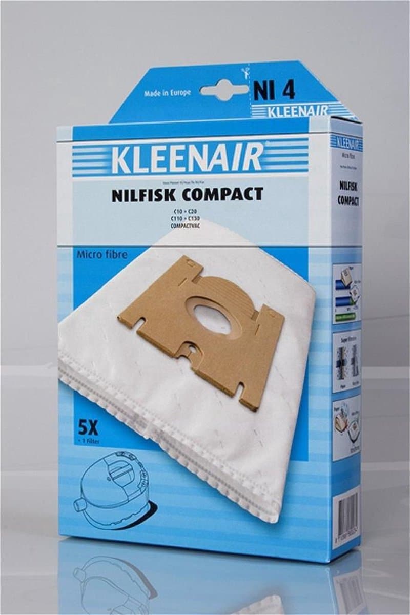 Kleenair Microvezel stofzuigerzakken - scheurbestendig - vochtbestendig - 5 stuks + 1 filter — afbeelding 1