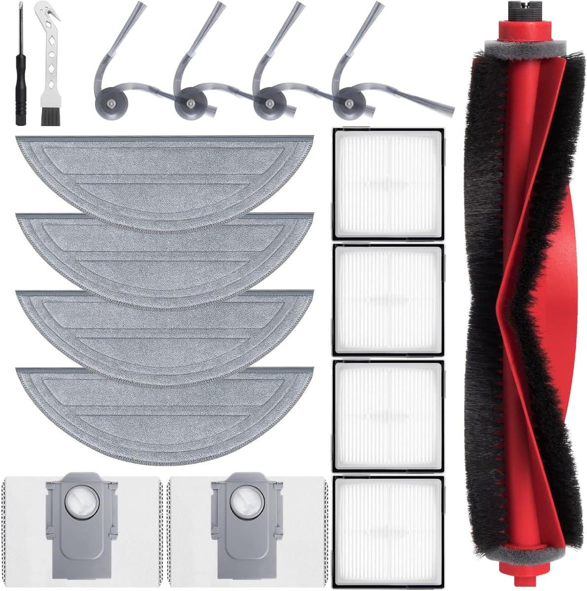 Cosensi - Accessoireset voor robotstofzuiger - Reserveonderdelen - Hoofdborstel - Hepa-filters - Schoonmaakdoeken - Zijborstels - Stofzakken - Schroevendraaier — afbeelding 1