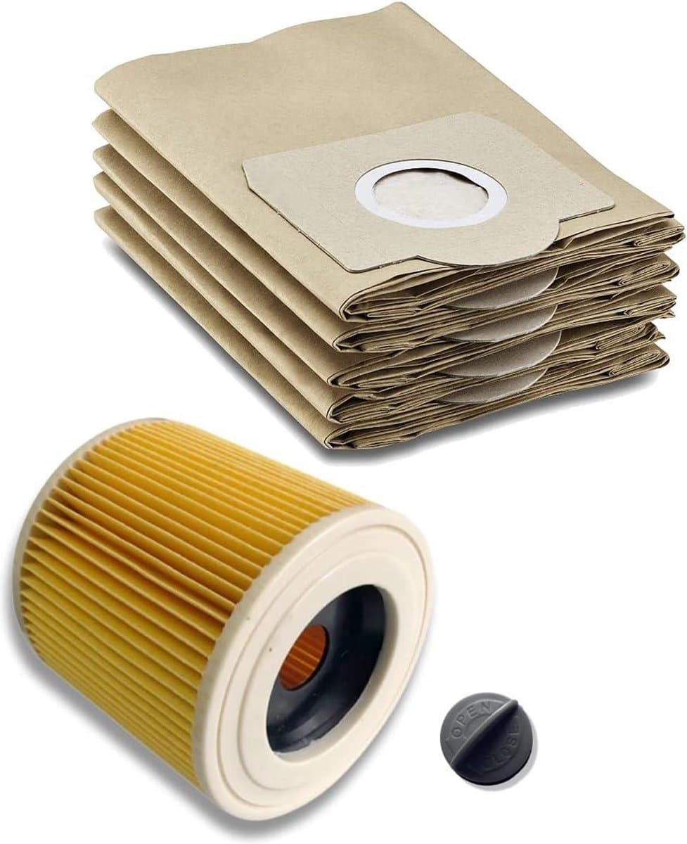 Papieren filterzakken - patroonfilter - sluiting - Kärcher WD2 WD3 MV2 MV3 A2054 A2201 - 6.959-130.0 6.414-552.0 4.075-012.0 — afbeelding 1