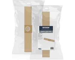 SQOON® Industriële Stofzuigerzakken - Geschikt voor Soteco Micro - Vervangt Model 07940 - 10 Stuks - Papier - Voor Professioneel Gebruik in Bouw en Industrie