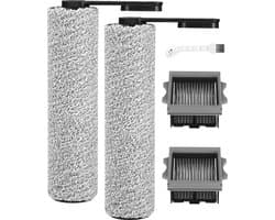 Vervangende rolborstels en filters geschikt voor Tineco Floor One S5 nat- en droogstofzuiger, inclusief 2 rolborstels, 2 filters en 1 reinigingsborstel.