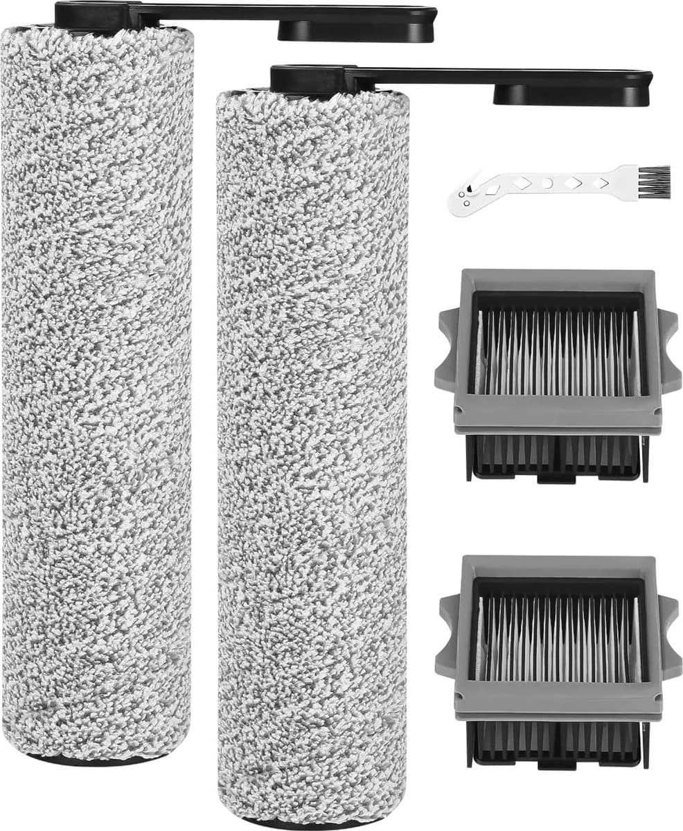 Vervangende rolborstels en filters geschikt voor Tineco Floor One S5 nat- en droogstofzuiger, inclusief 2 rolborstels, 2 filters en 1 reinigingsborstel. — afbeelding 1