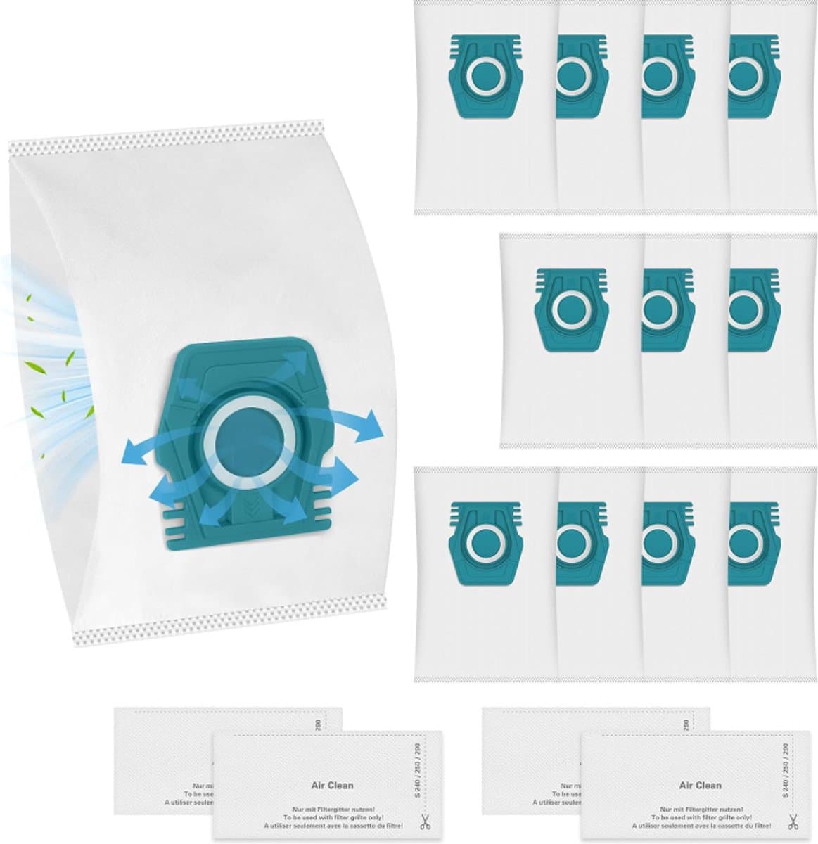 16-delige Stofzuigerzakken Vervanging geschikt voor Miele TU Guard L1/Guard S1/Guard M1 Series Stofzuiger Accessoire - Stofzuigerzakken - Stofzakken - met 4 uitlaatfilters — afbeelding 1