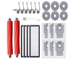 Accessoiresset - 25-delige - Geschikt voor Roborock QV 35A/QV 35S/Q Revo L Robotstofzuiger - 2 Hoofdborstel, 6 Zijborstels, 4 HEPA-filters, 6 Dweilpads, 6 Stofzakken, 1 Reinigingsborstel