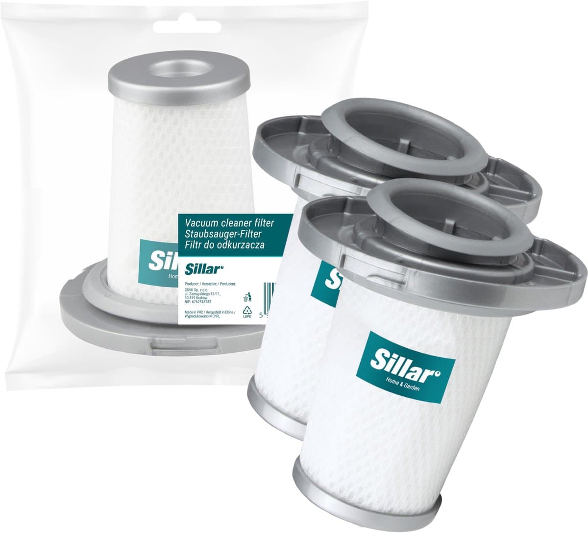Sillar, set 2 stofzuigerfilters, HEPA, wasbaar, anti-allergeen, geschikt voor Rowenta X-Force Flex Row, Tefal X-Force Flex, vervanging voor filters ZR009006 — afbeelding 1