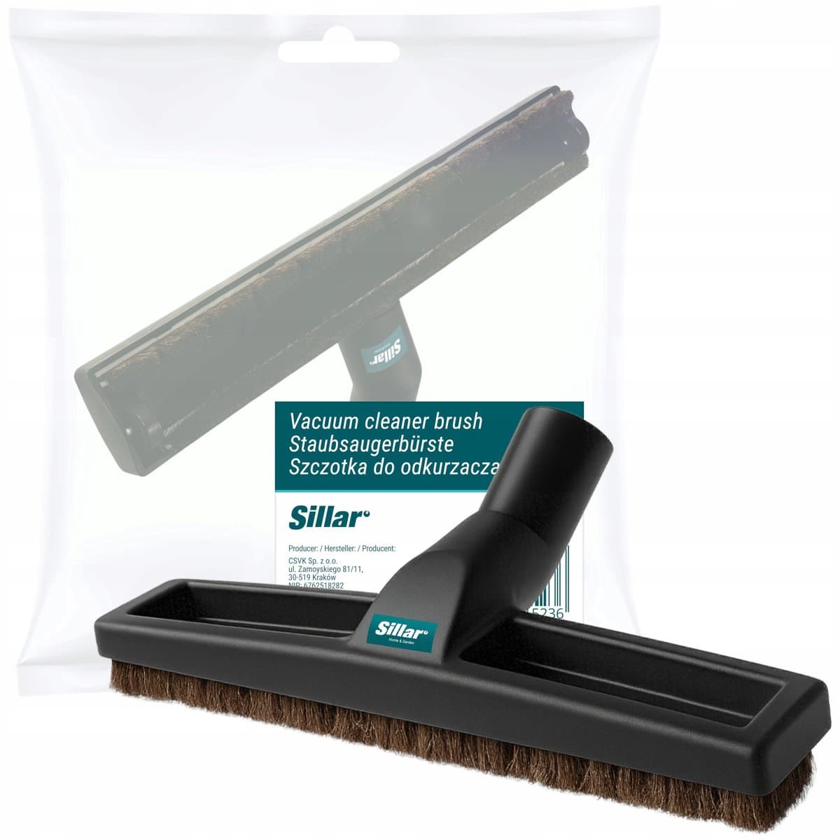 Sillar Stofzuigerborstel - Zuigborstel 35mm - Natuurlijke Haren en Wieltjes - voor Parket en Harde Vloeren -Vervangingsborstel - voor Karcher WD NT Serie - 30cm - 1 Stuk — afbeelding 1