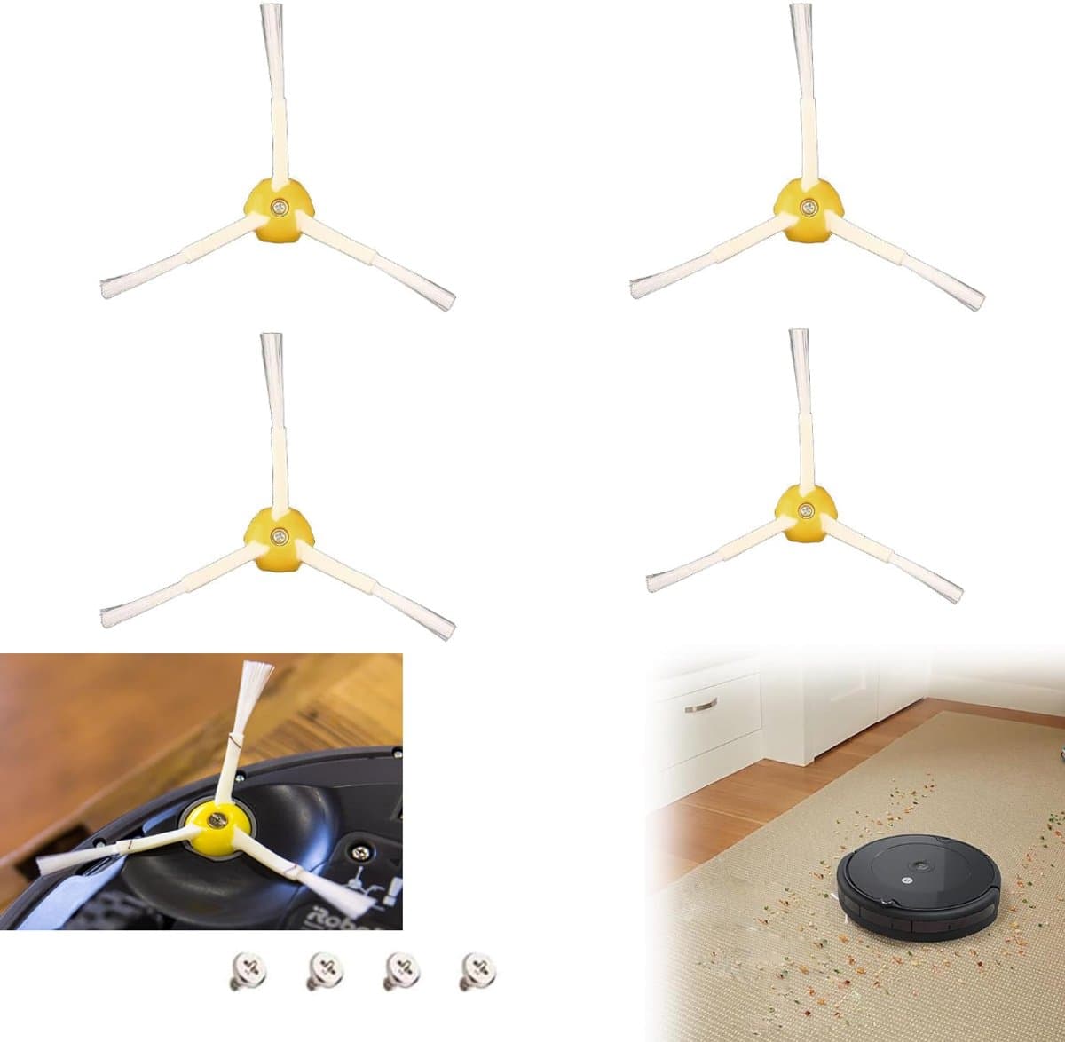 4-delig - Vervangende borstel - Driehoekige borstel - Accessoires voor robotstofzuigerzijborstel - Compatibel met Roomba 500/600/700-serie — afbeelding 1