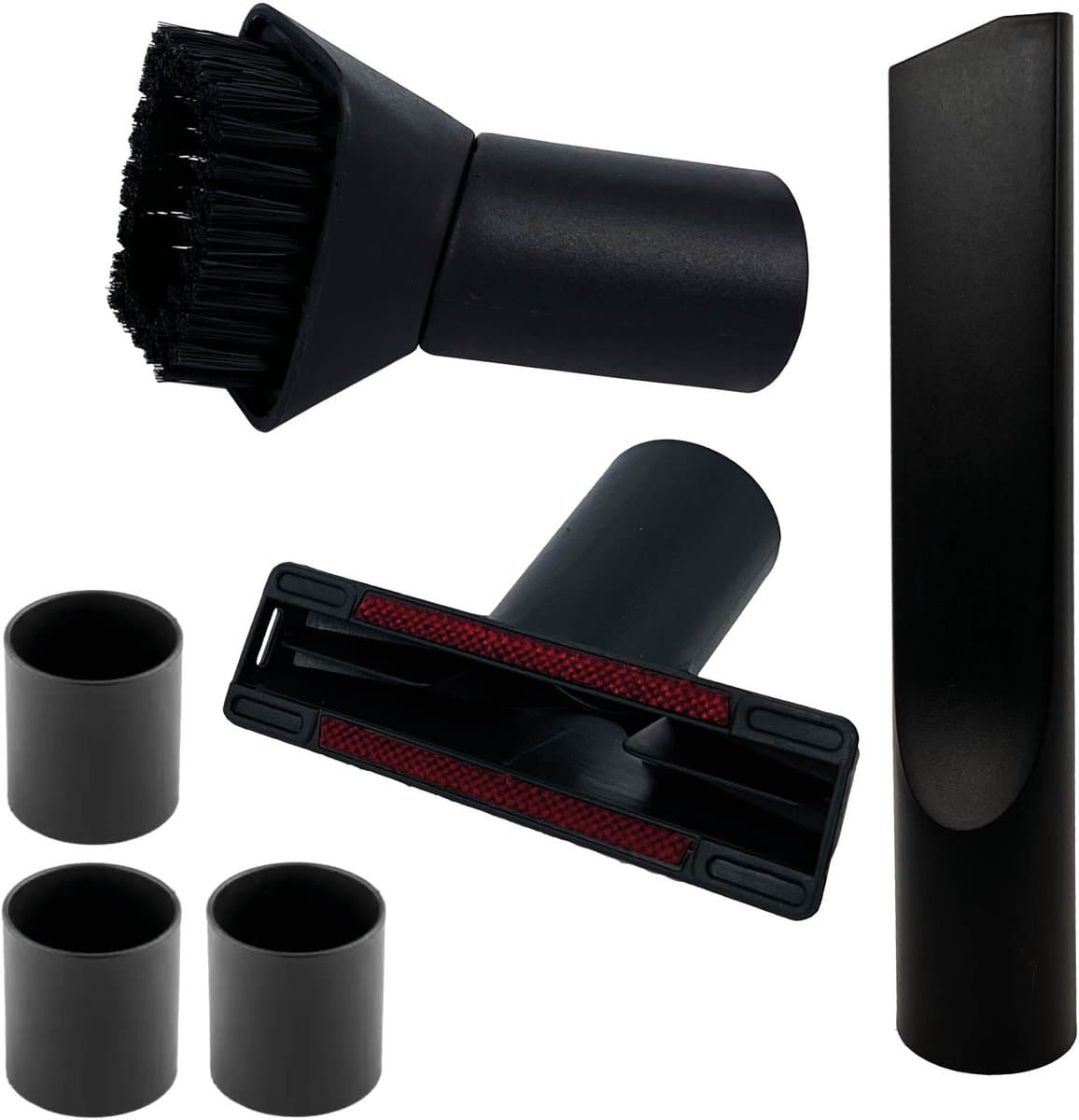 Universele set zuigmondjes - nadenzuiger, meubelmondje, plumeau - | ø 35mm aansluitingen met 3 reduceer ringen naar ø 32 mm | Geschikt voor o.a. AEG, Bosch, Electrolux, Nilfisk, Miele, Philips, Numatic, Siemens en andere merken | Multaparts® huismerk — afbeelding 1