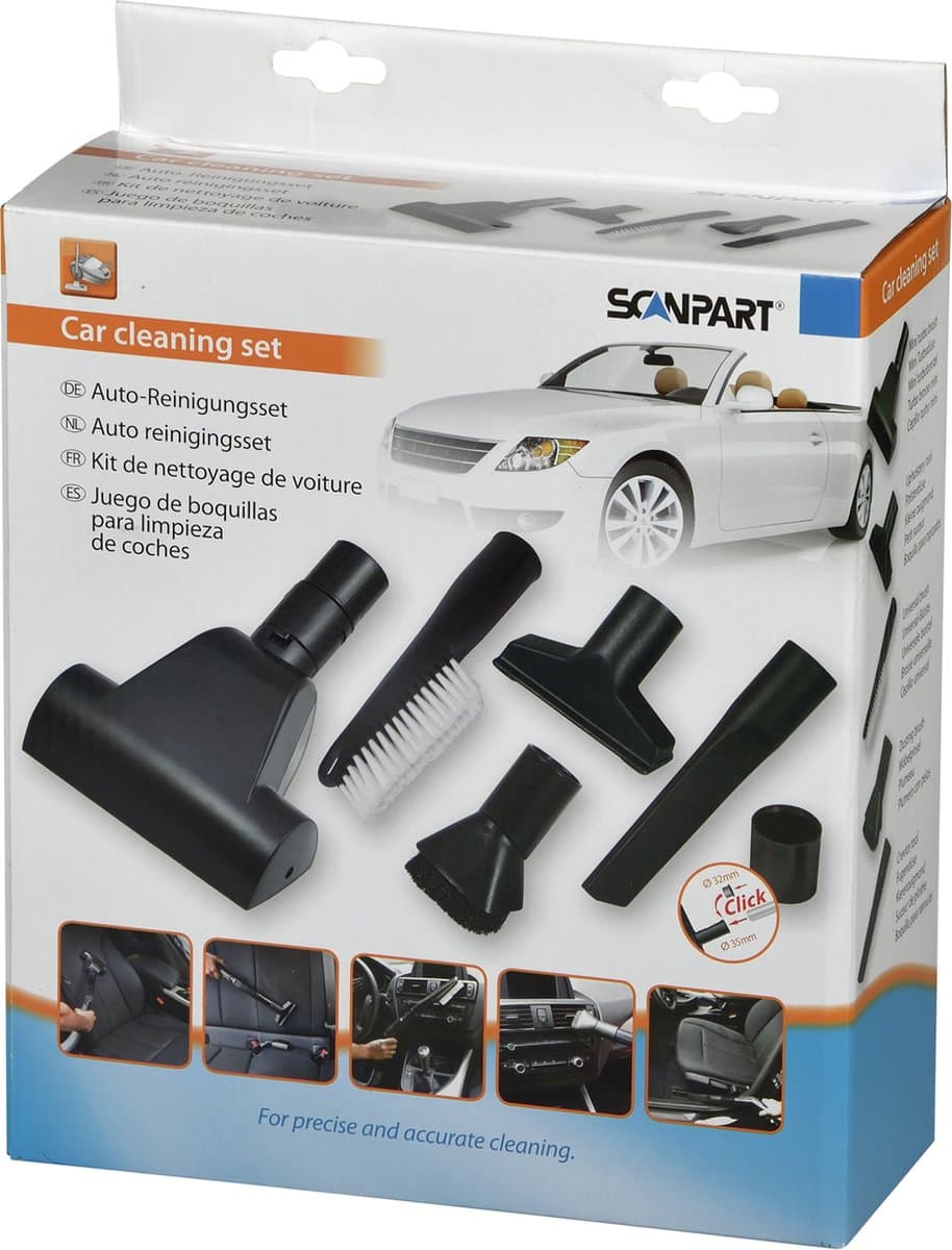 Scanpart stofzuiger borstel opzetstukken set - Speciaal geschikt voor auto interieur - Geschikt voor AEG Bosch Electrolux Miele Moulinex Nilfisk Panasonic Philips Rowenta Siemens - Universeel - 5 borstels — afbeelding 1