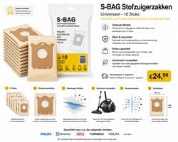 Stofzuigerzak Geschikt voor Philips, AEG en Electrolux – S-bag Type – 4 stuks