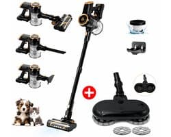 AG4200 Steelstofzuiger Draadloos met Dweilfunctie – Krachtige Stofzuiger Zonder Zak – Inclusief Dweilborstel – 3-in-1 Steelstofzuiger & Kruimeldief – Krachtige zuigkracht - Geschikt voor Dierenharen – Platinum Gold