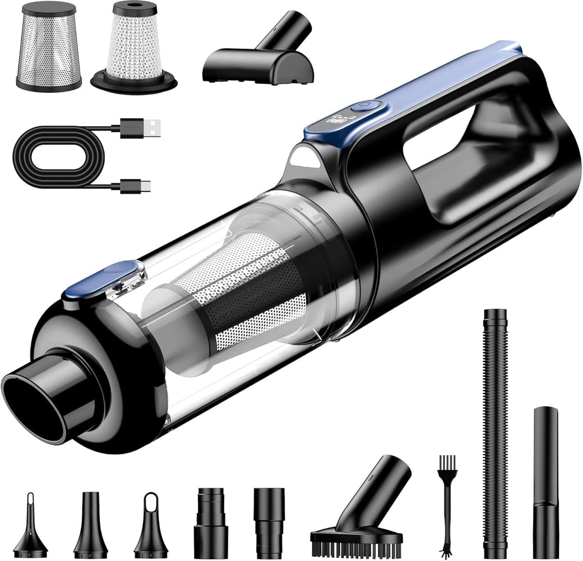 Thijox - Draadloze 2-in-1 Autostofzuiger met 18000 Pa Suction Power, Borstelloze Motor, 130W, Lichtgewicht 635g, 7800mAh Accu, Accessoires voor Auto e — afbeelding 1
