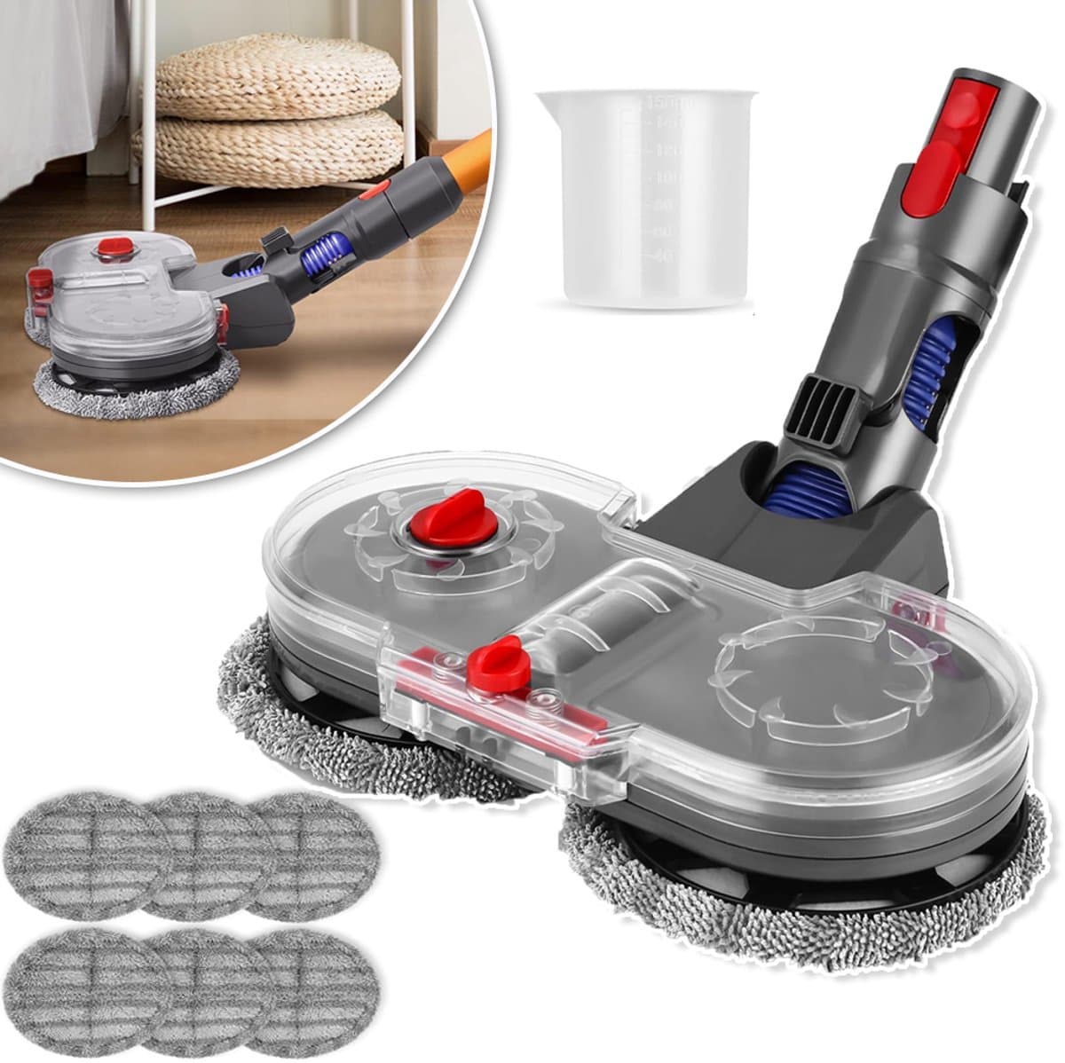 Elektrische Dweil Accessoire Met Watertank En Doek - Voor Dyson V7 V8 V10 V11, Dual-Spin Motor - Nat & Droog 5 m²/min - Snel Schoonmaken Eenvoudig Te Installeren — afbeelding 1