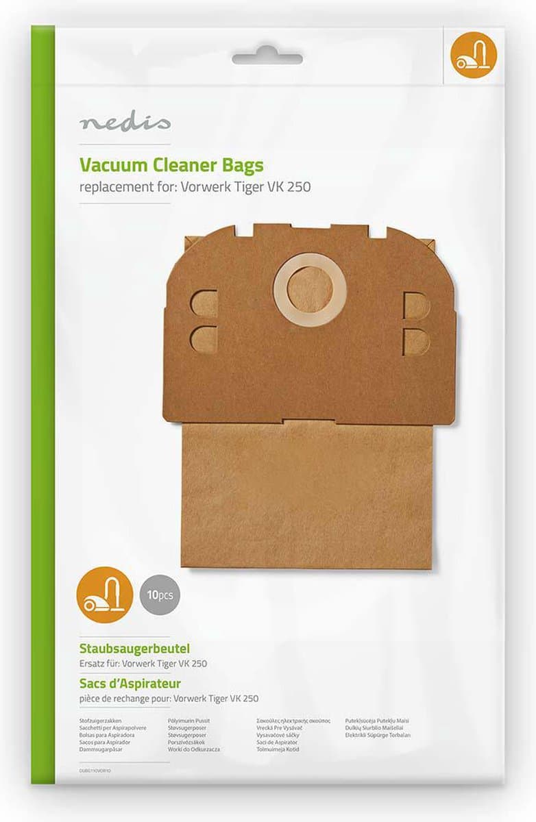 Nedis Stofzuigerzak - 10 Stuks - Papier - Meest verkocht voor: Vorwerk Tiger VK 250 - Bruin — afbeelding 1