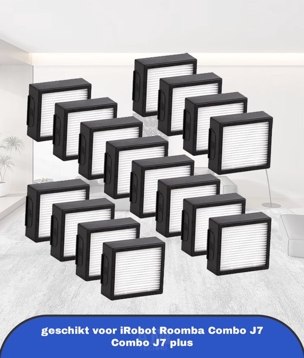 (16 stuks) vervangende filter geschikt voor iRobot Roomba Combo J7 Combo J7 plus robotstofzuiger HEPA-filter accessoireset 16 stuks (alleen voor Combo J7 — afbeelding 1