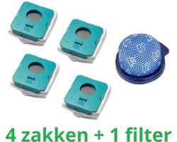 4 x zakken hoogwaardige vervanging voor SAMSUNG BESPOKE JET + 1 filter HEPA compatibel VS20A958FWN - VS20A95923B/AA stok stofzuiger-onderdelen-het onderdeelnummer van het origineel is: Samsung VCA-ADB952 -schoonmaakstations