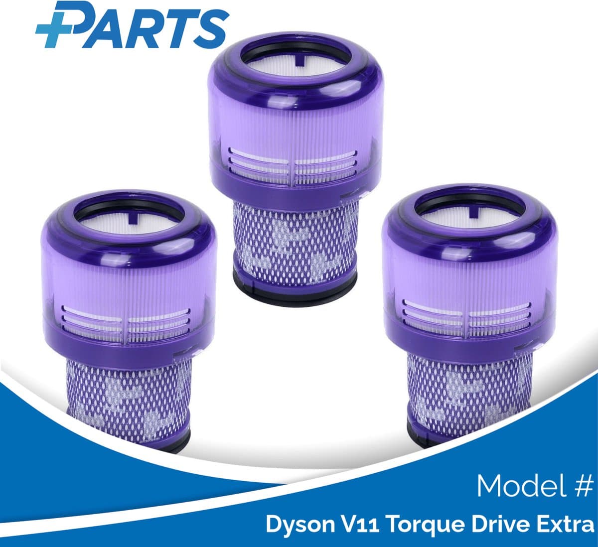 Dyson V11 Torque Drive Extra Filters (3 Stuks, Plus.Parts® alternatief voor 970013-02) — afbeelding 1