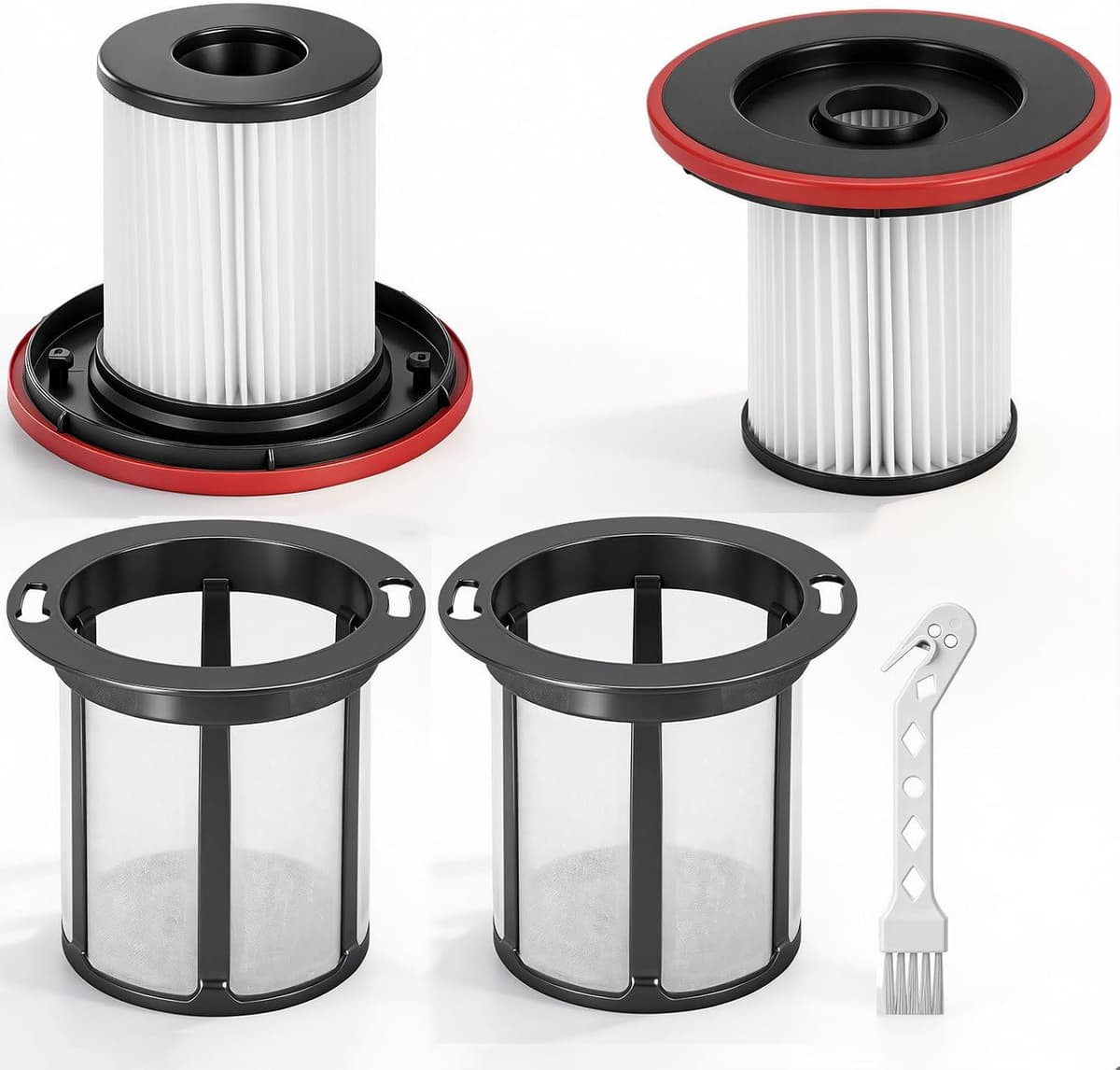 2-delige set HEPA-filters geschikt voor Bosch Unlimited 6-stofzuiger (12033215/12030438) - Wasbaar & herbruikbaar - hoge filtratie - vervangend filter geschikt voor Bosch Serie 6 inclusief - reinigingsborstel (voor BBS6/BCS6/BKS6/BSS6) — afbeelding 1