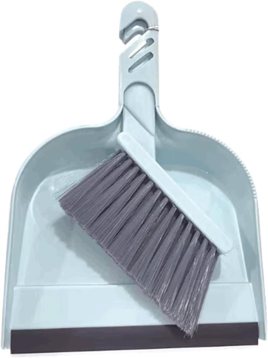 Stoffer en blik - Reinigingsset - Bureau reinigen - Getande vuilopvangrand - 26 cm - Blauw — afbeelding 1