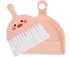 Handige Schoonmaakset - Mini Stoffer Blik - Kleine Klusjes - Ergonomisch Handvat - Compact Formaat - Roze