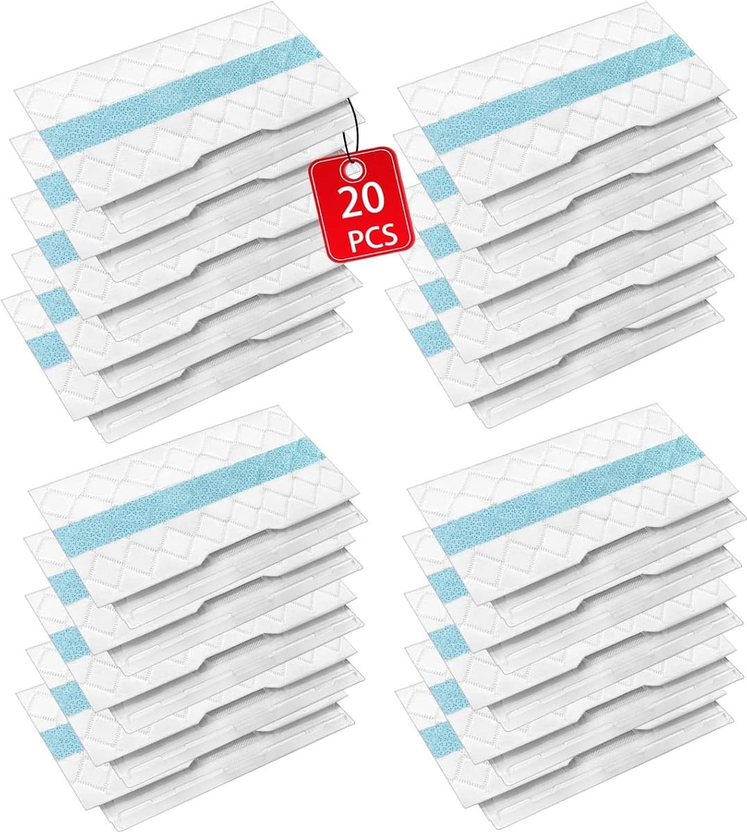 Geschikt voor 20 stuks dweilpads navullingen compatibel met Shark VacMop, dweilpads voor Shark Vac mop VM252 VM251 VM200 VM200C VM190 VM252C QM250 VM250 VC205 hardhouten vloer stofzuiger, wegwerpreinigingspads — afbeelding 1
