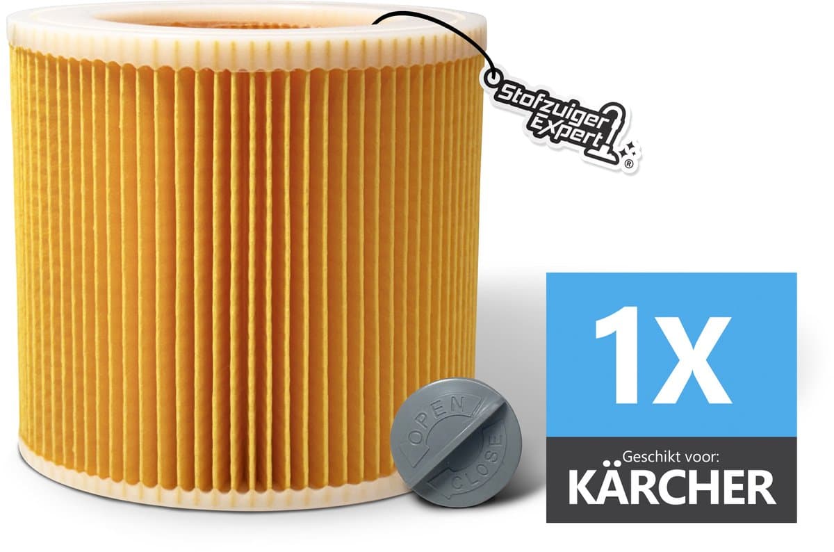 1x Filter geschikt voor KÄRCHER WD1, WD2, WD3, MV2 en MV3 stofzuigers - F6 Klasse Cilinder filter / Lamellenfilter ontworpen en geschikt voor Karcher stofzuigers — afbeelding 1