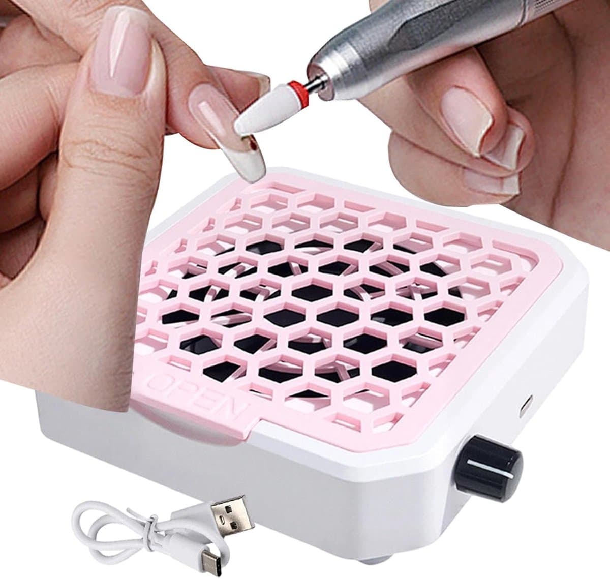 Mini stofzuiger nagels - Manicure tool - Nagelstof afzuigen - Draagbaar en stil - 16 x 16 x 6 cm — afbeelding 1
