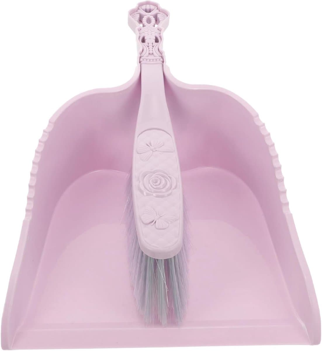 Mini bezem stoffer - Reinigingsset - Bureau schoonmaken - Draagbaar en praktisch - 34.5 cm - Paars — afbeelding 1