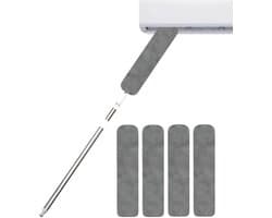 Lange Steel Stofdoek - Uitschuifbare Plumeau - Huis Schoonmaken - Wasbare Microvezelkop - Verstelbaar - Grijs