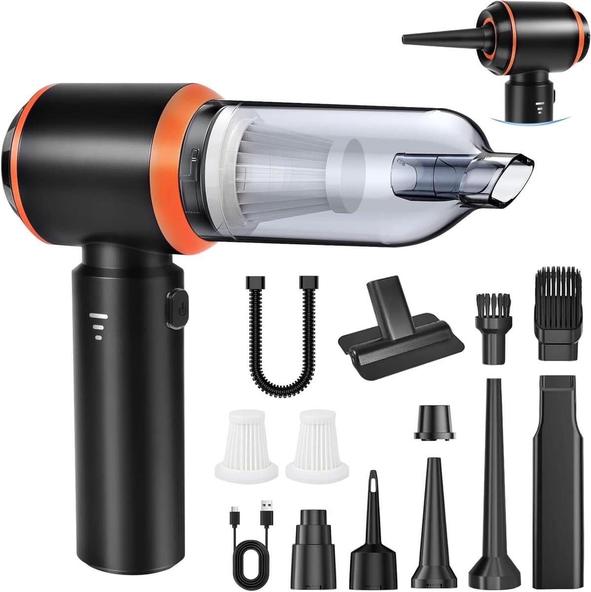 Draagbare Kruimeldief - Mini Stofzuiger Auto - Snel Schoonmaken - 4-in-1 Multifunctioneel - 0.45 kg - Zwart — afbeelding 1