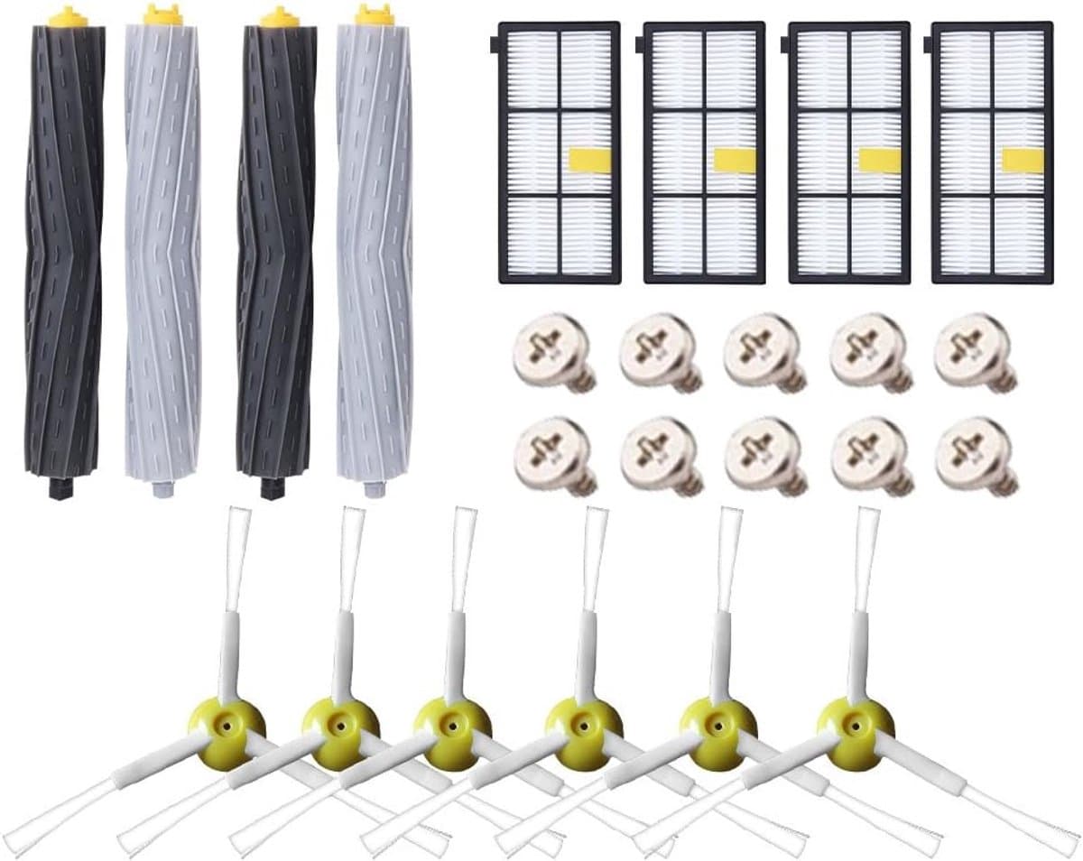 Vervangende kit voor iRobot Roomba 800-serie- 805- 850- 860- 865- 866- 870- 871- 880- 886- 890- 891- 895- 896- 900- 960- 965- 966- 980- reserveonderdelen voor filterborstels -24-delige set — afbeelding 1