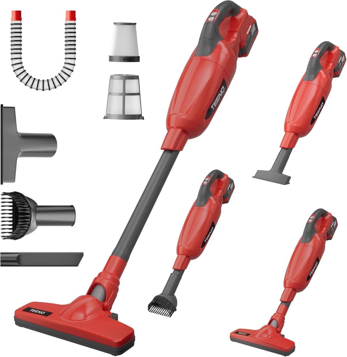2-in-1 stofzuiger voor droog en nat reinigen, 1,83 m³/min luchtdoorstroming, lichtgewicht en ergonomisch, met 8 accessoires en afneembare accu — afbeelding 1