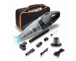 STAUS&BACH Kruimeldief met opbergtas en 3 HEPA-filters - Lichtgewicht kruimelzuiger snoerloos - Handstofzuiger voor auto - Zwart