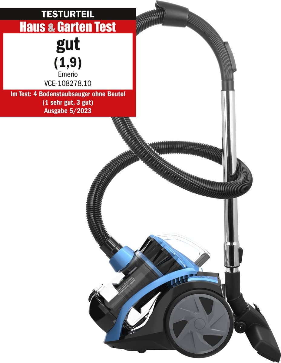 Emerio Stofzuiger zonder Zak - 2 Liter - HEPA Filter - Snoerlengte 4,5m - High performance borstel - 700W - VCE-108278.10 - Vacuum Cleaner Zwart / Blauw — afbeelding 1
