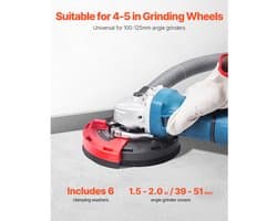 Stofafzuigkap voor Haakse Slijper 100-125 Mm, Met 6 Klemringen en Stofzuigeraansluiting - Perfect voor Hout, Beton en Steen