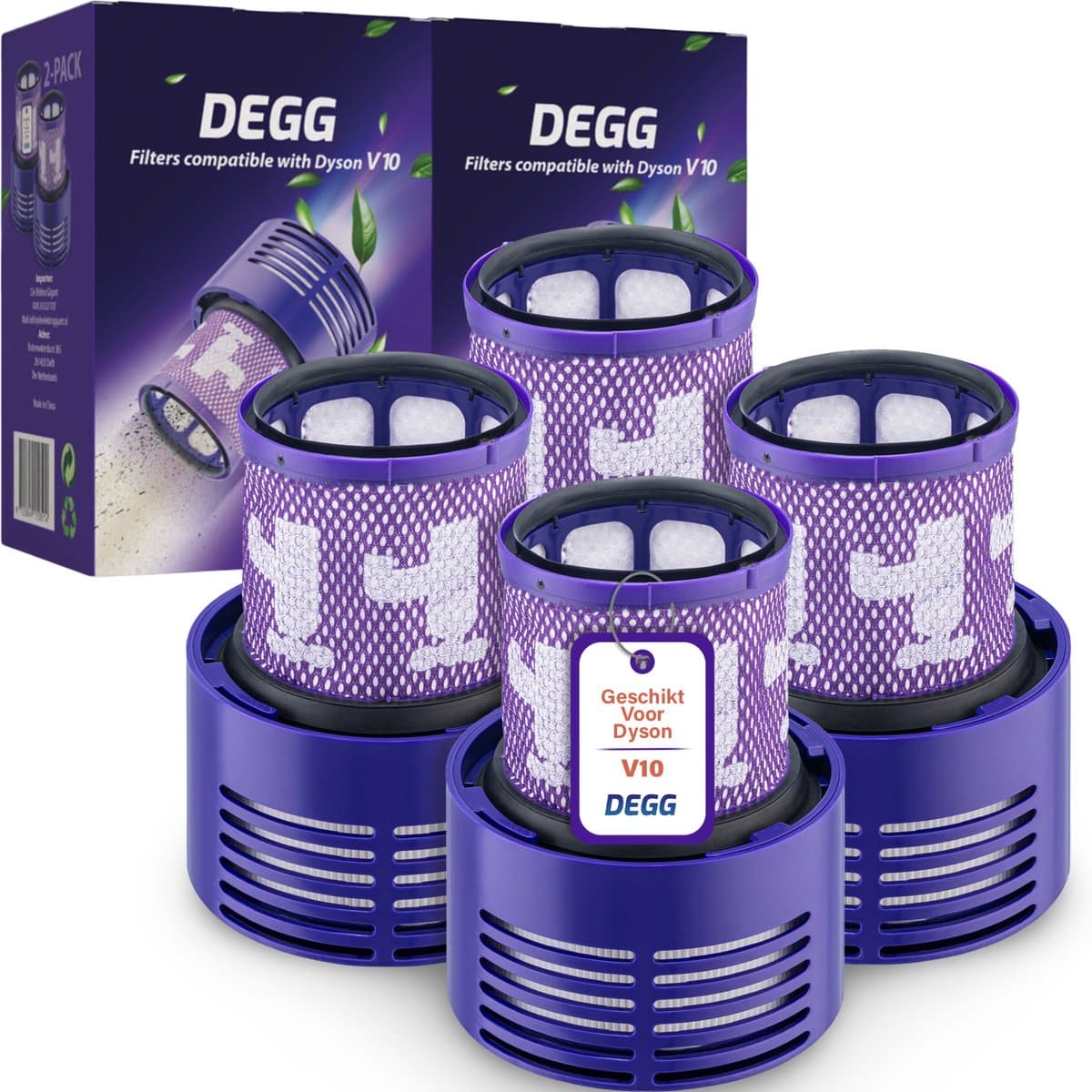 DEGG® - Hepa Filter Geschikt voor Dyson V10 - Wasbaar - Vervangt Dyson V10 Filter - Onderdelen - Duurzaam - Premium Kwaliteit - 4 STUK(S) — afbeelding 1