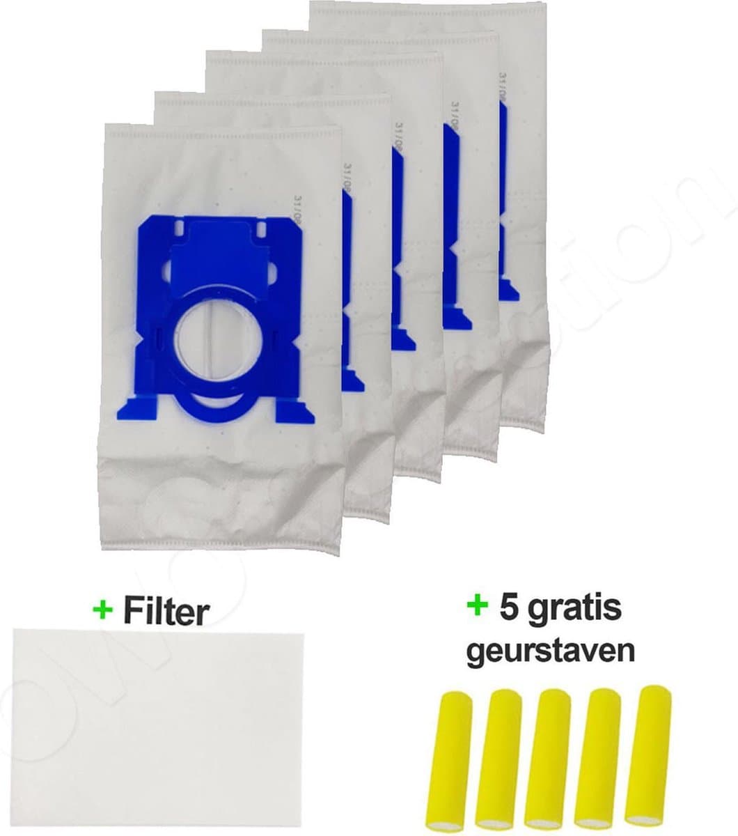 OWO collection Philips, Electrolux, AEG, Tornado, Bolido, Cityline, Clario, Mobilo, S-Bag - 5x stofzak - 1x filter - 5x luchtverfrissers | stofzuigerzakken — afbeelding 1
