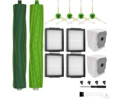 10 stuks reserveonderdelen kits geschikt voor iRobot Roomba iRobot e/i/j serie i7 i7+ i3 i3+ i4 i4+ i6 i6+ i8 i8+ j7 j7+ E5 E6 E7 robotstofzuiger accessoires 1 rubberen borstel,4 krachtige filters, 4 zijborstels