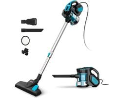 Snoerloze stofzuiger - Steelstofzuiger Draadloos - Stofzuiger zonder zak - Stofzuiger Draadloos - 600 Watt - 1 Liter Stofbak - Zakloos - Blauw