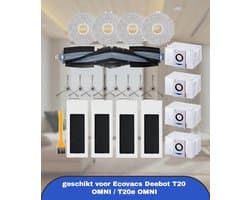 Reserveonderdelen Accessoires geschikt voor Ecovacs Deebot T20 OMNI / T20e OMNI Stofzuiger, 1 Hoofdborstel, 4 HEPA-filters, 4 Poetsdoeken, 4 Stofzakken, 8 Zijborstels, 1 Reinigingsborstel