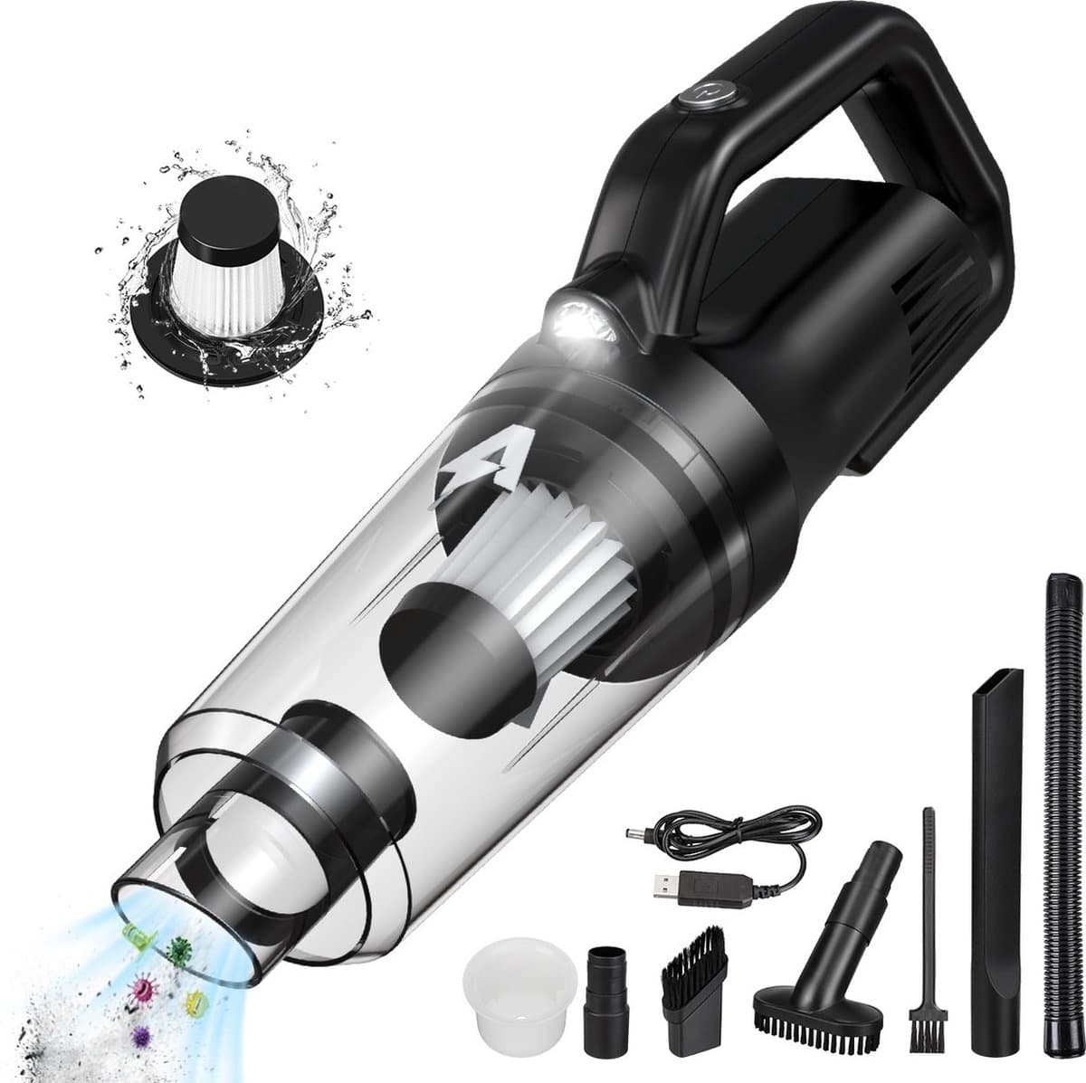 Kruimelzuiger Snoerloos - 8000Pa 120W - Nat & Droog - HEPA Filter - Voor Thuis Auto Kantoor — afbeelding 1