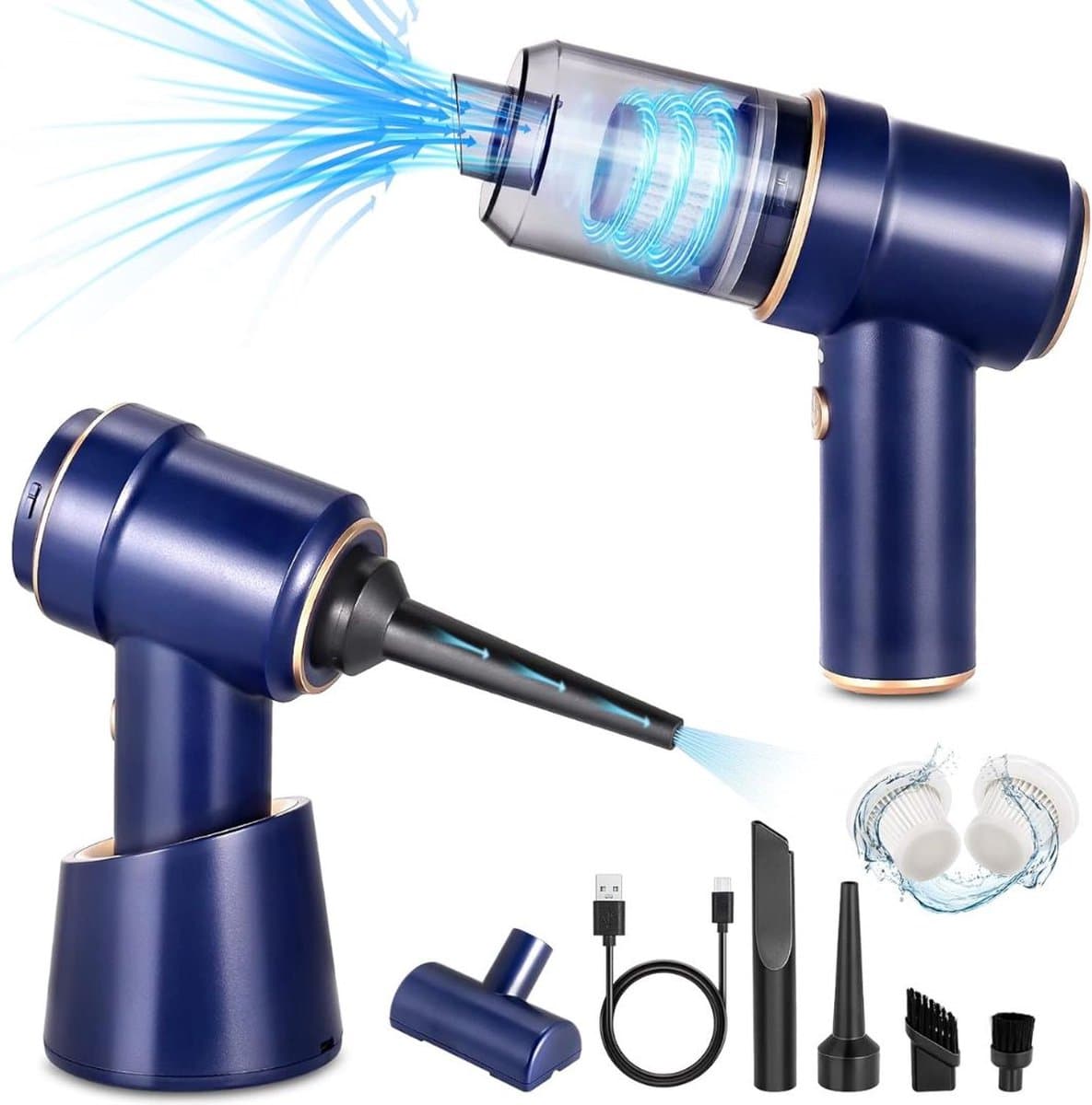 Handstofzuiger Draadloos - Auto Stofzuiger - Blauw — afbeelding 1