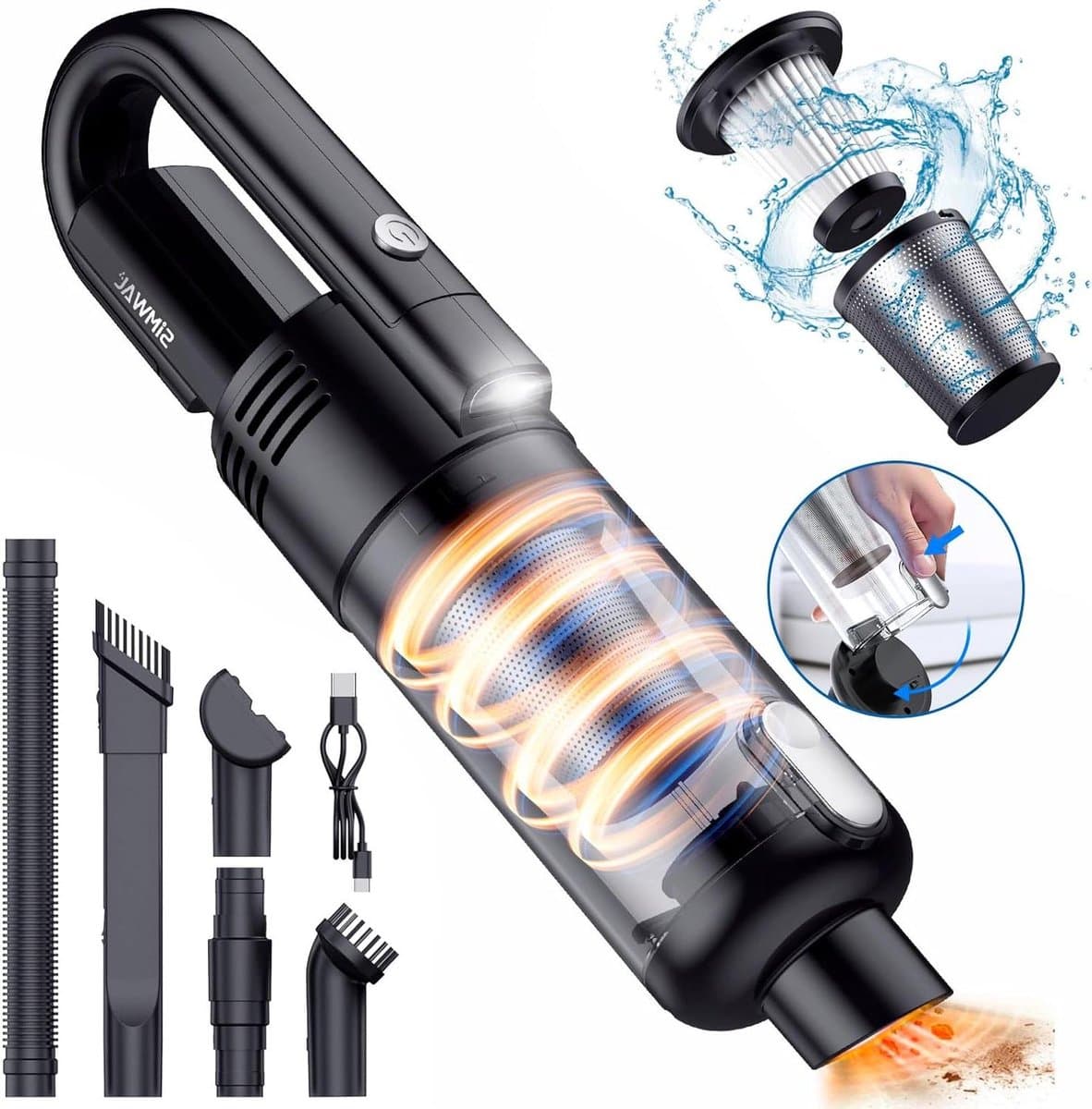 9500Pa Snoerloze Handstofzuiger - 120W Autostofzuiger met Metalen HEPA Filter - LED Lamp - voor Auto Huis Huisdierhaar — afbeelding 1