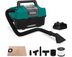 VONROC Compacte alleszuiger / stofzuiger - 20V - Incl. Diverse accessoires, 4.0Ah accu en snellader