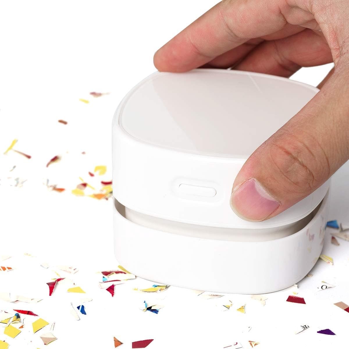 Mini Desktop Stofzuiger - kruimelzuiger - USB oplaadbaar - Draadloze Desk Vacuum - Draagbare tafelstofzuiger - Toetsenbord Stofzuiger - Kruimeldief - Voor verwijderen van stof, borstelhaar en vuil - 6*4.8cm - Wit — afbeelding 1