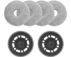PromoHome 4 Dweilwissers en 2 Dweilplaten Geschikt voor Dreame L20 Ultra L10s Ultra Gen2 L10s Pro Ultra Heat X40 Ultra X40 Master L40 Ultra X30 Ultra - Reserverangen Robotstofzuiger