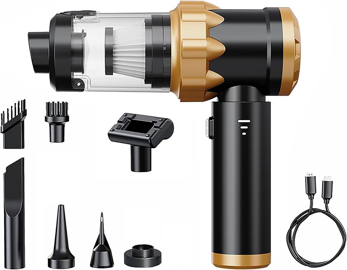 Handstofzuiger met een superzuigkracht van 18000 PA, 4-in-1 auto- en huisstofzuigerset, USB-C opladen, wasbaar filter, compact en draagbaar, verwijdert gemakkelijk auto- en dierenhaar. — afbeelding 1