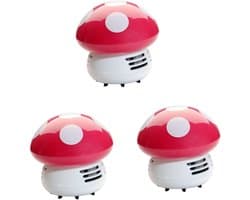 Mini Stofzuiger Set - Tafelstofzuiger Bureau - Kruimels Verwijderen - Draadloos Werking - 3 Stuks - Rosé Rood